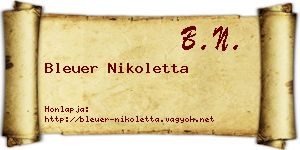 Bleuer Nikoletta névjegykártya